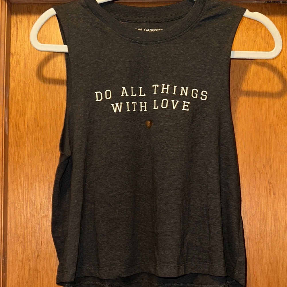 Charcoal Sleeveless Graphic Muscle Tee